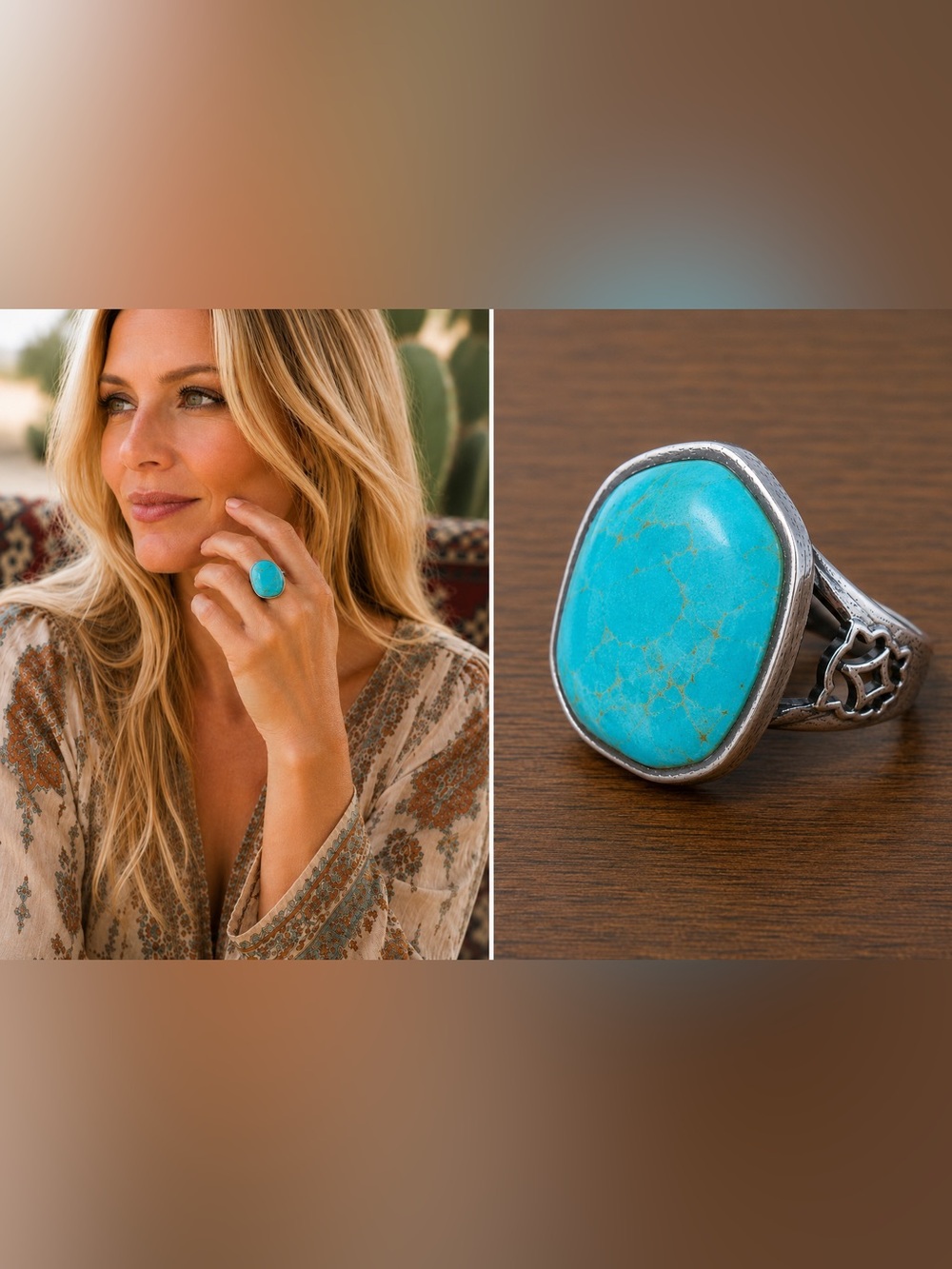 Studio Barse Turquoise Statement Ring – Sterling Silver (925) Southwestern Boho